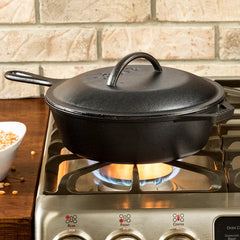 Cast Iron Covered Deep Skillet