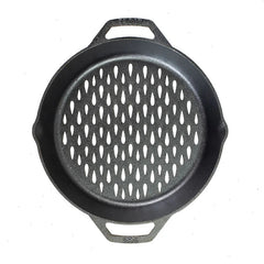 12 Inch Seasoned Cast Iron Dual Handle Grilling Basket