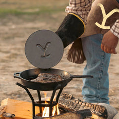 Yellowstone™ 8 Inch Round Seasoned Cast Iron “Power Y” Grill Press